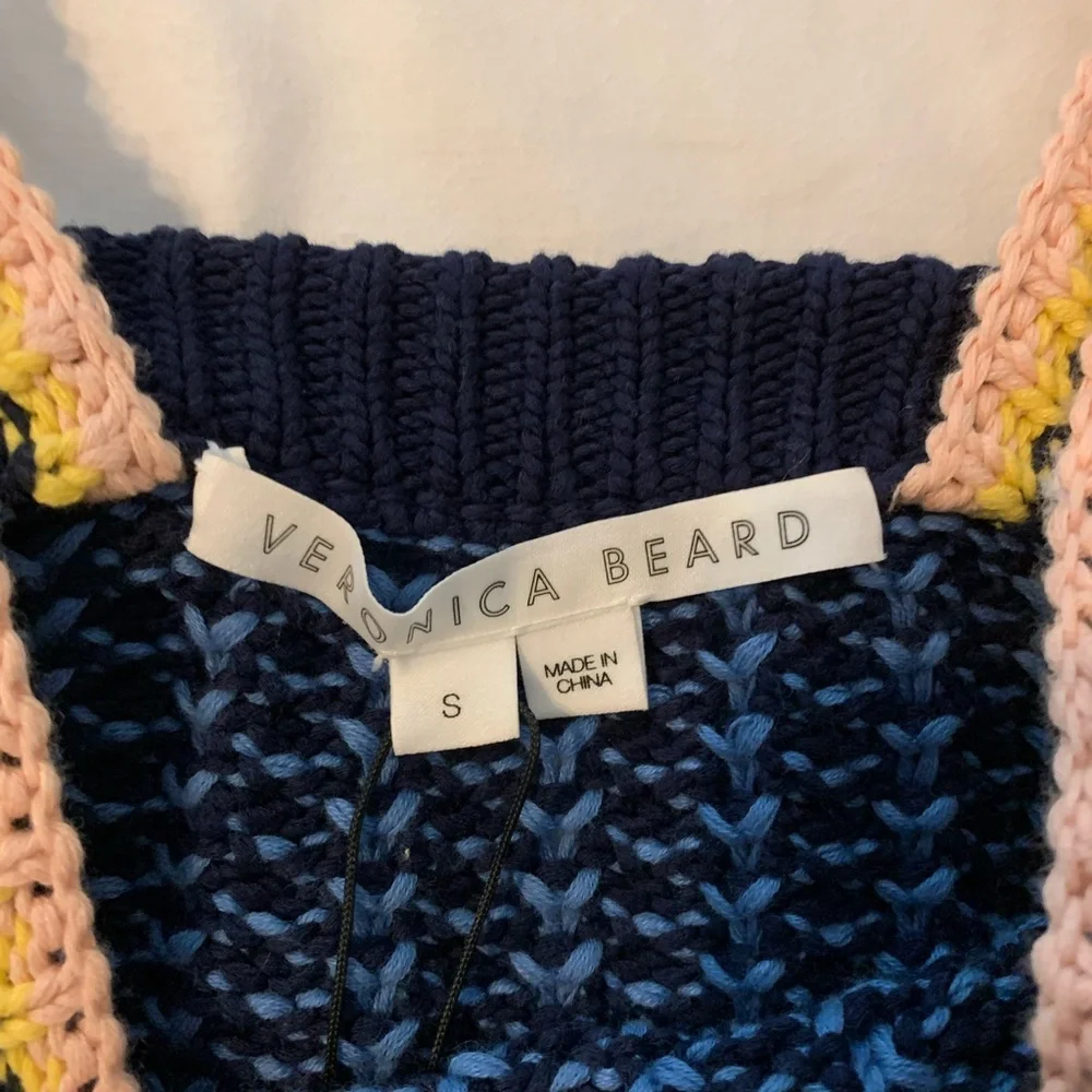 Veronica Beard Navy and Pink Knit Top - Picture 2 of 3